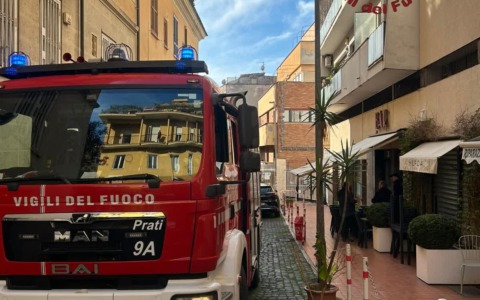Albero cade su un camion dei rifiuti